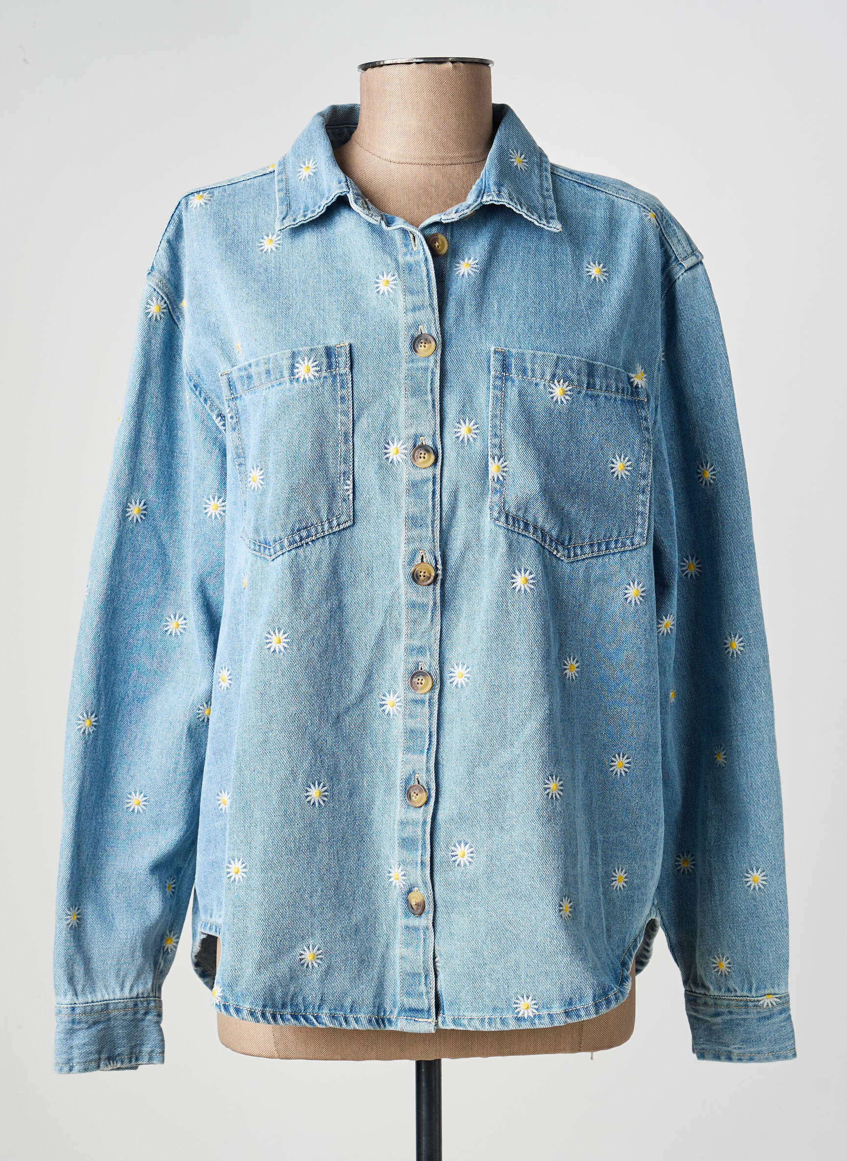 Veste casual poignets boutonnés avec fente bleu TEDDY SMITH femme