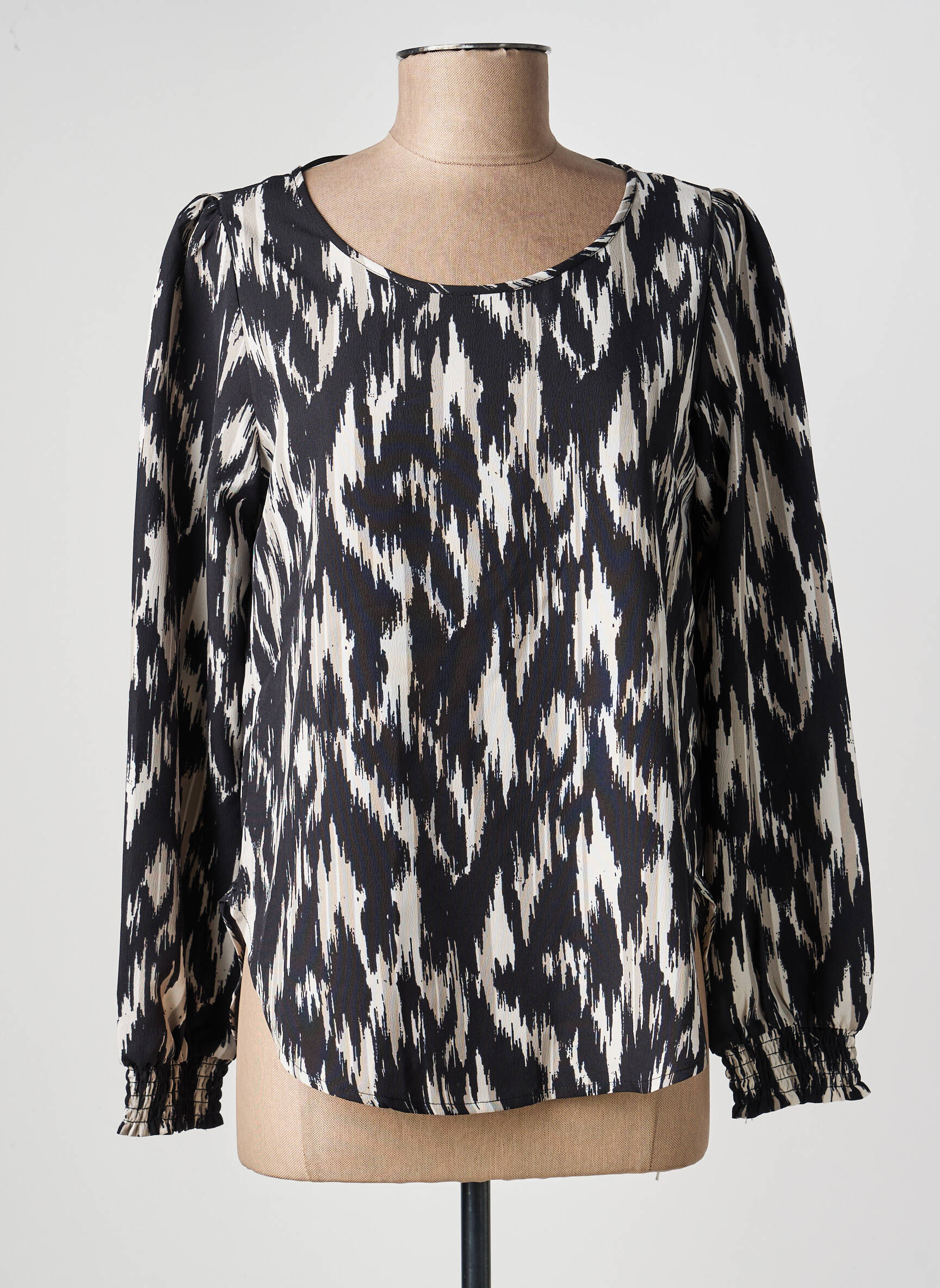 Blouse tissage popeline manches longues noir ONLY femme