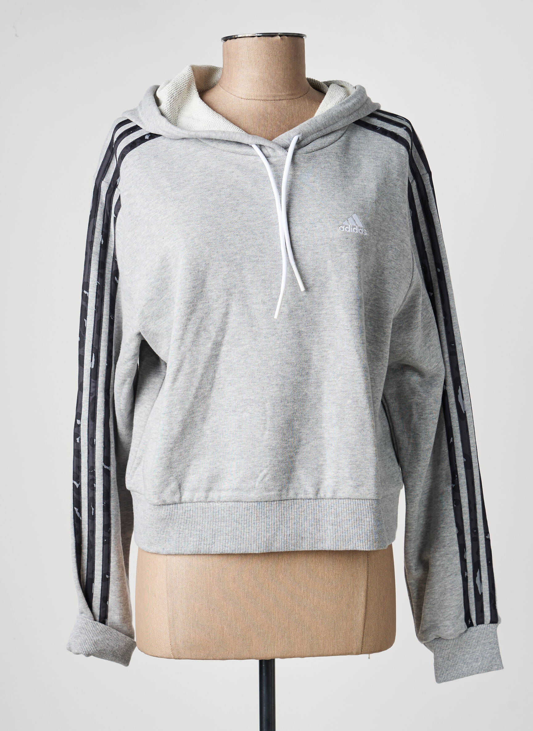 Sweat-shirt à capuche manches longues manches longues gris ADIDAS femme