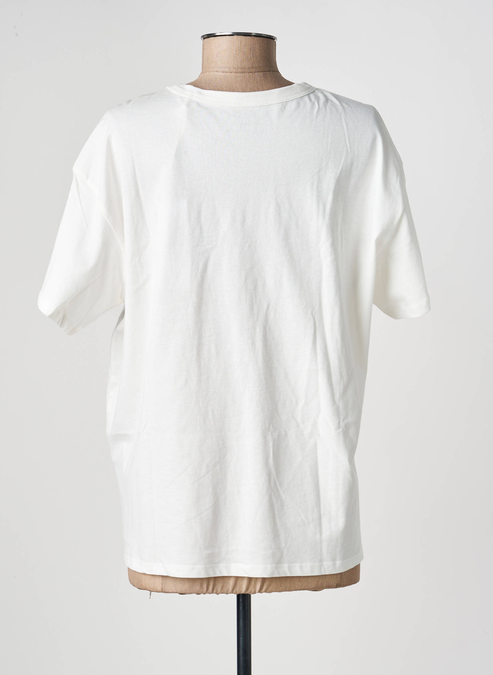 T-shirt sérigraphie floquée manches courtes blanc TEDDY SMITH femme