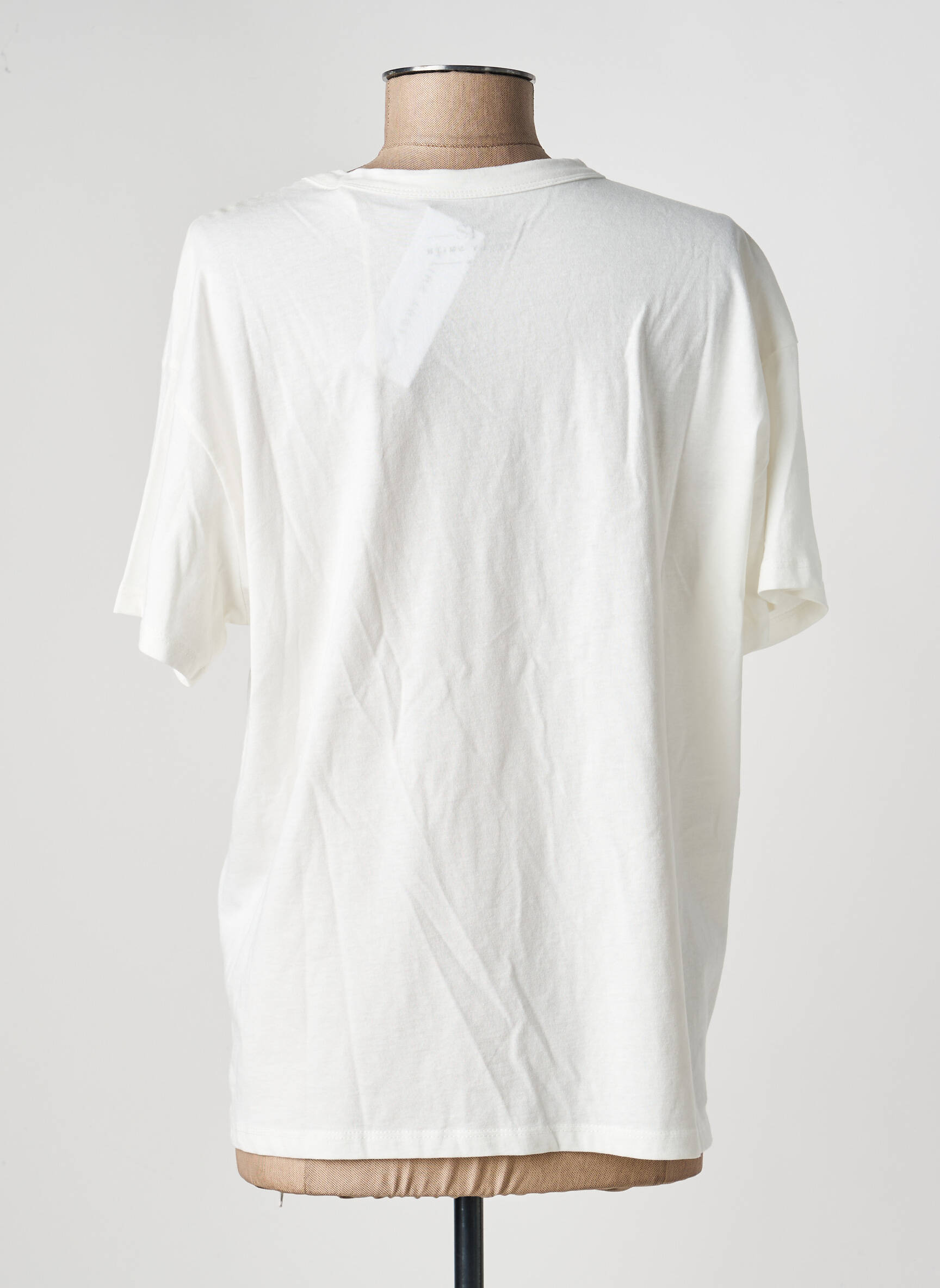 T-shirt sérigraphie floquée manches courtes blanc TEDDY SMITH femme