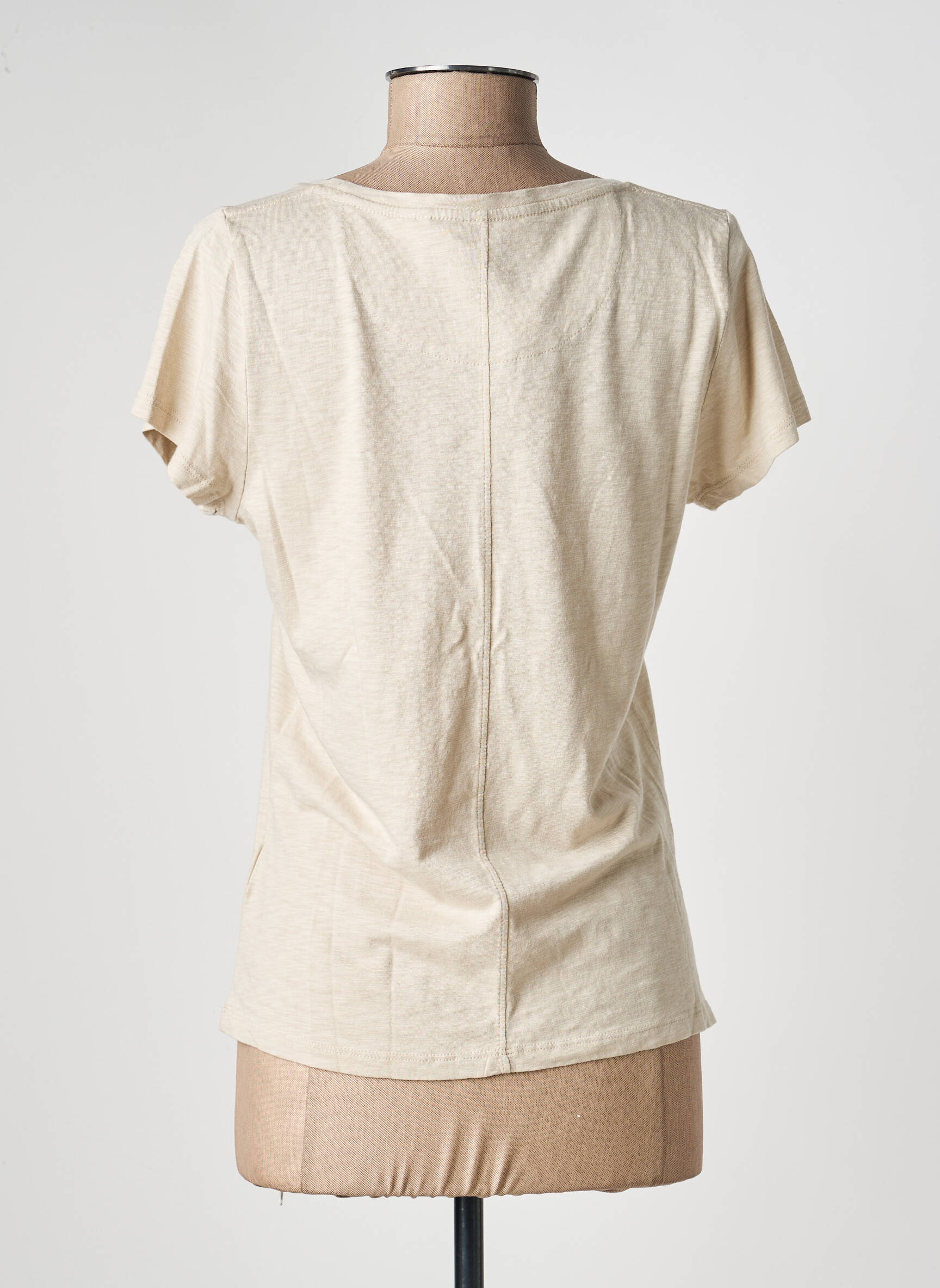 T-shirt coupe cintrée manches courtes beige SUPERDRY femme
