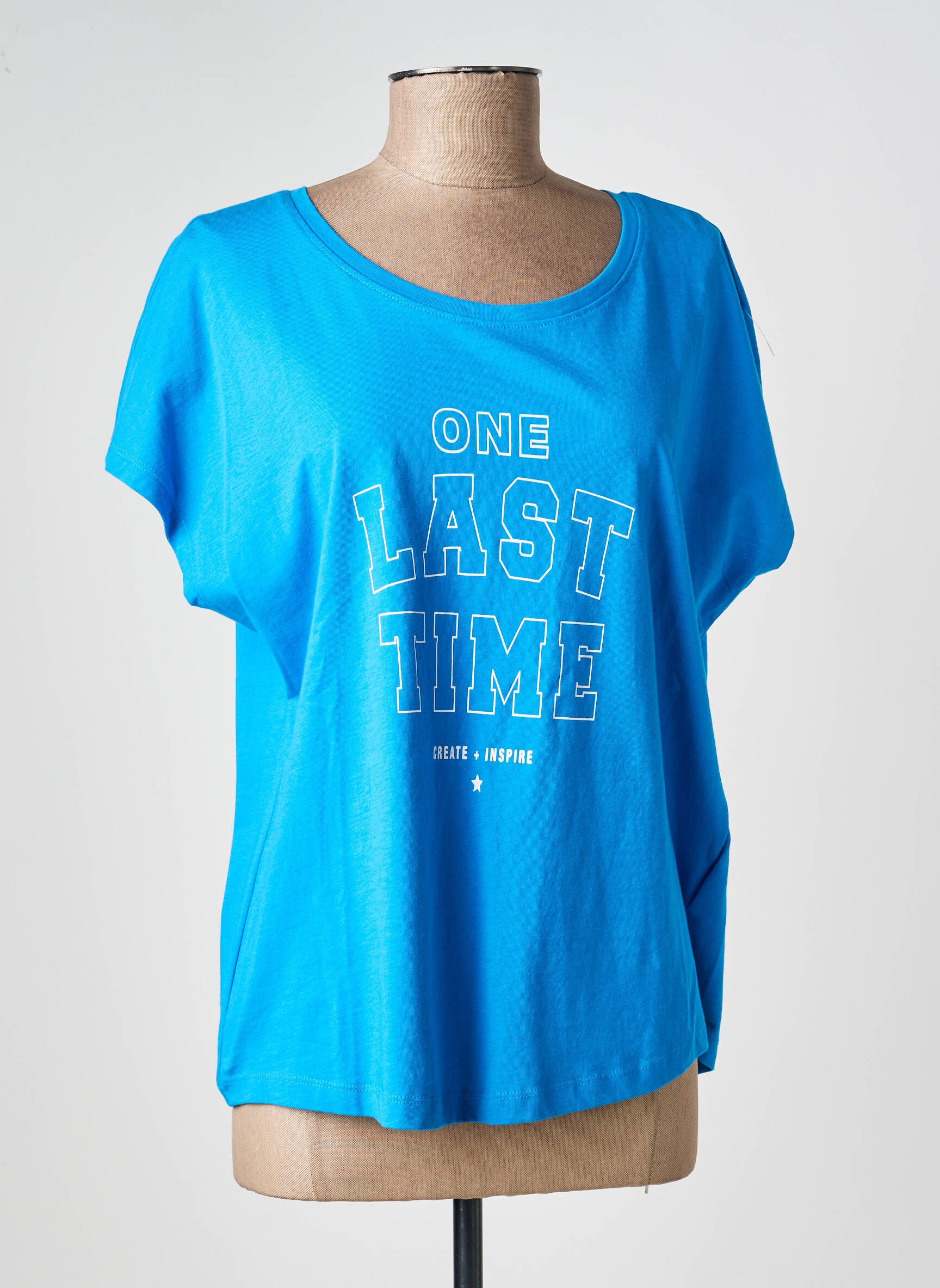 T-shirt sérigraphie floquée manches courtes bleu ONLY femme
