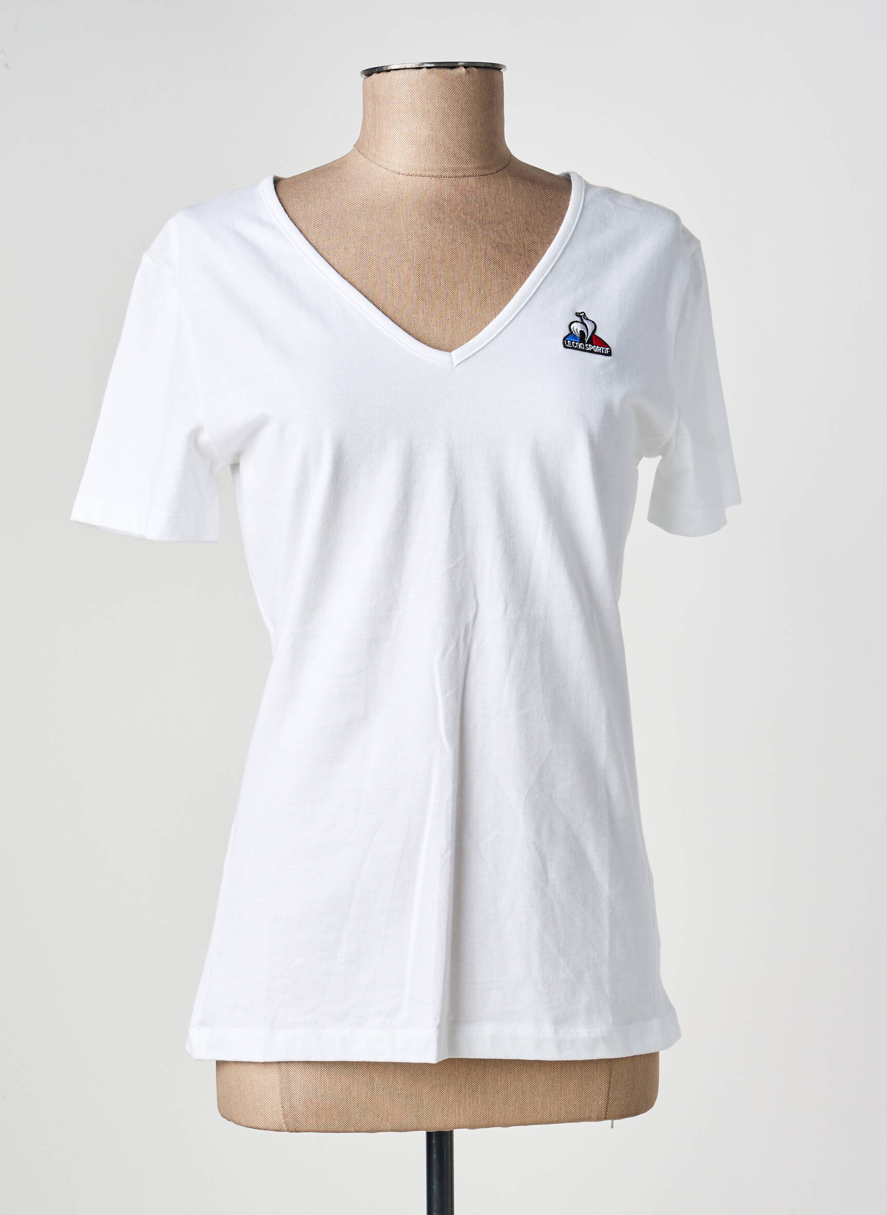 T-shirt col v manches courtes blanc LE COQ SPORTIF femme