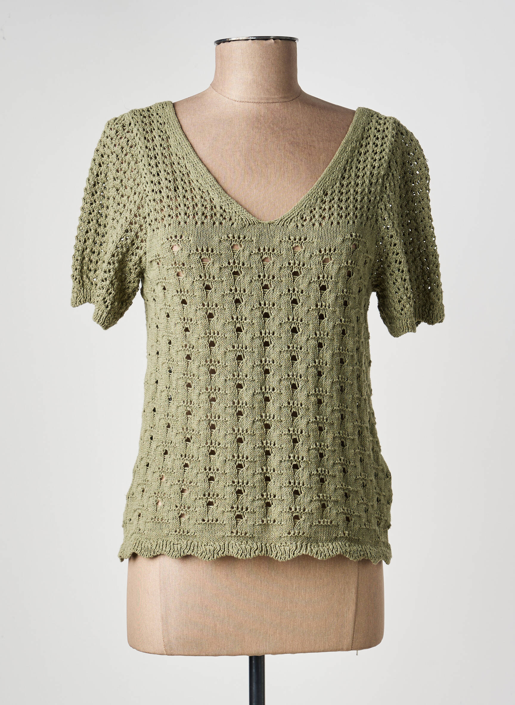 Top manches courtes manches courtes vert ONLY femme