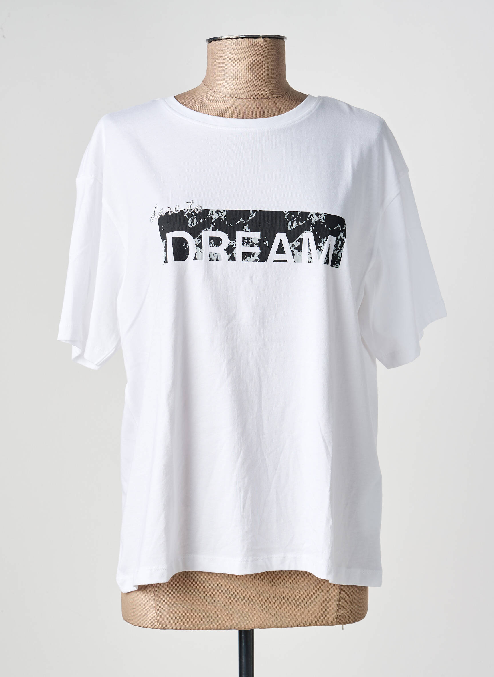 T-shirt sérigraphie floquée manches courtes blanc ONLY femme