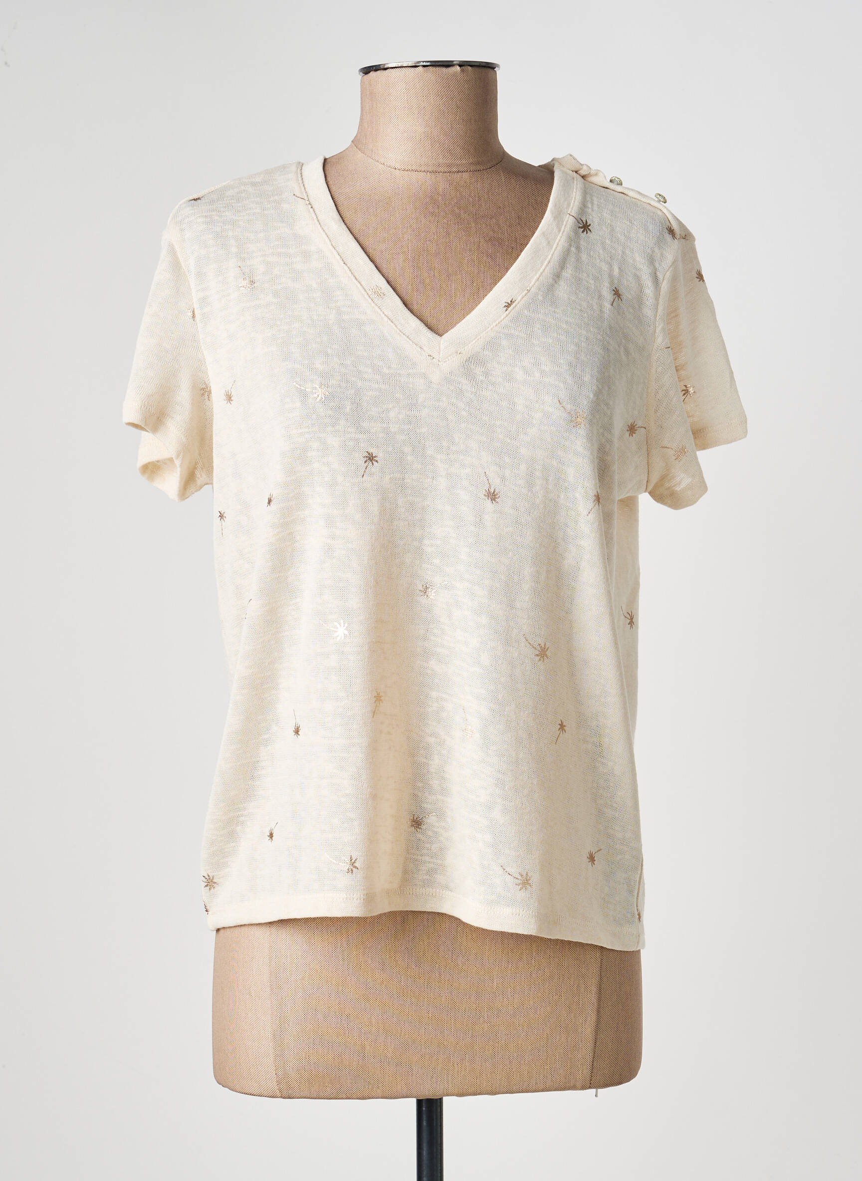 T-shirt imprimé fantaisie manches courtes beige ONLY femme