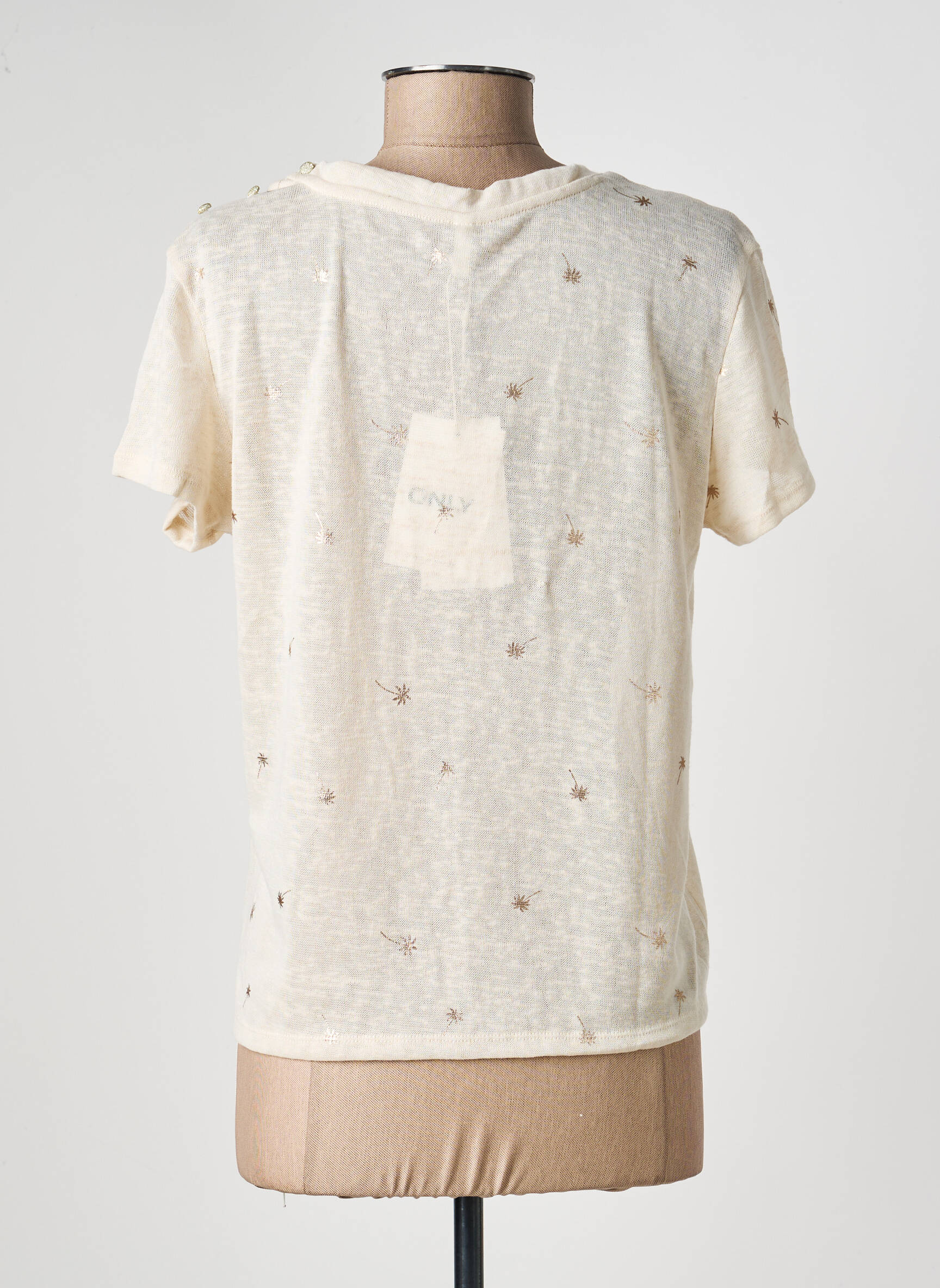 T-shirt imprimé fantaisie manches courtes beige ONLY femme