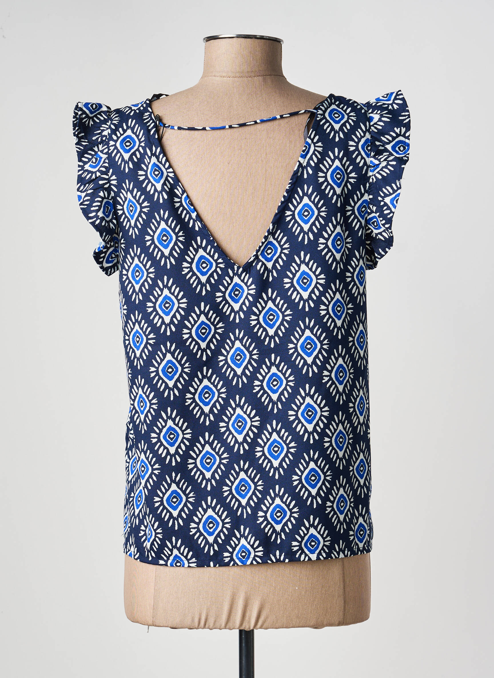 Top imprimé fantaisie manches courtes bleu ONLY femme