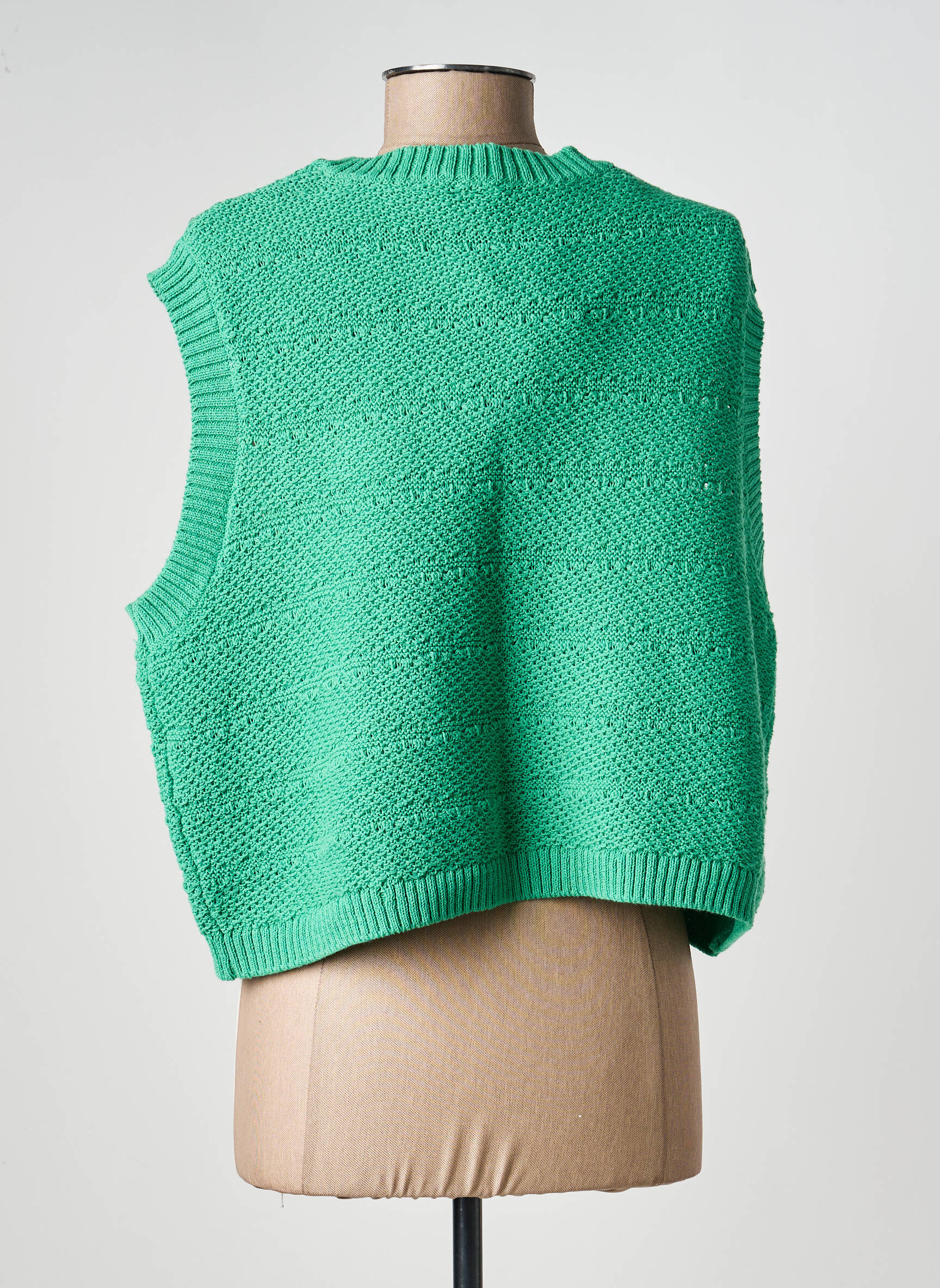 Gilet manches courtes coupe droite vert PIECES femme