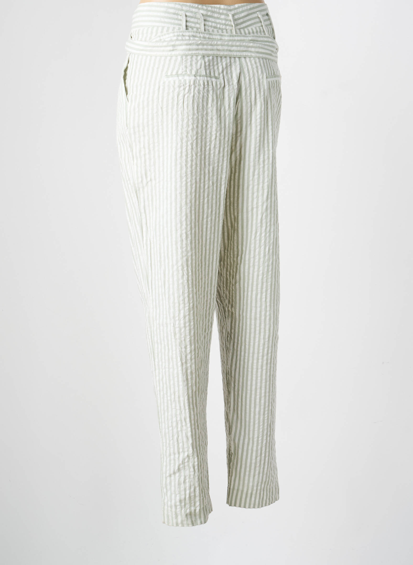 Pantalon droit tissage popeline taille normale vert TEDDY SMITH femme