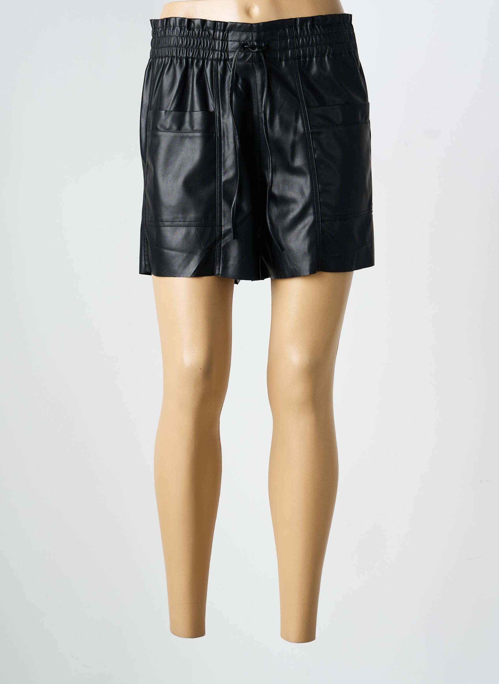 Short tissage simili-cuir taille normale noir TEDDY SMITH femme