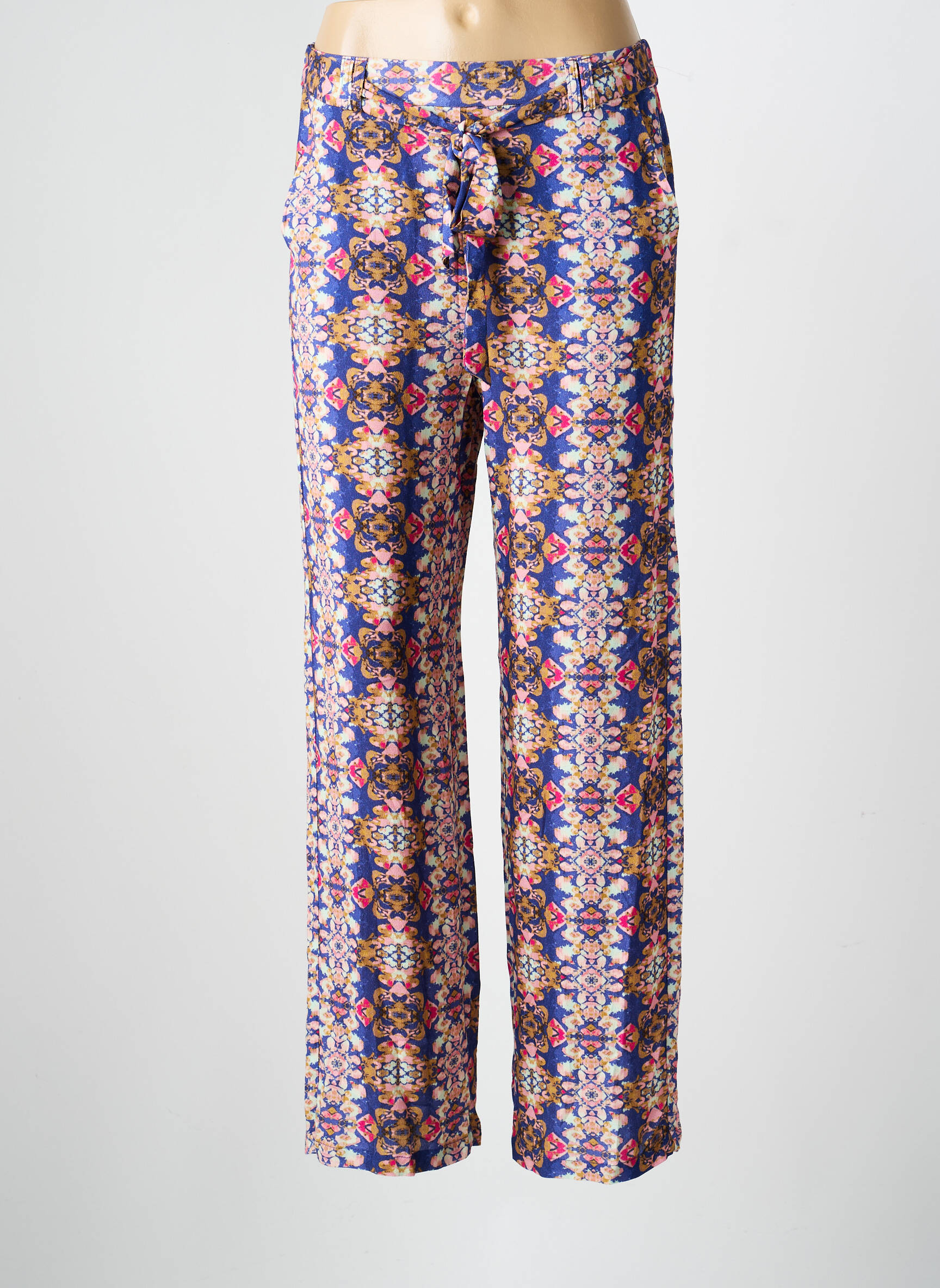 Pantalon droit tissage popeline taille normale bleu ONLY femme