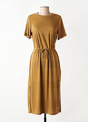 Robe mi-longue manches courtes manches courtes marron TEDDY SMITH femme