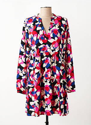 Robe courte coupe évasée manches longues rose ONLY femme