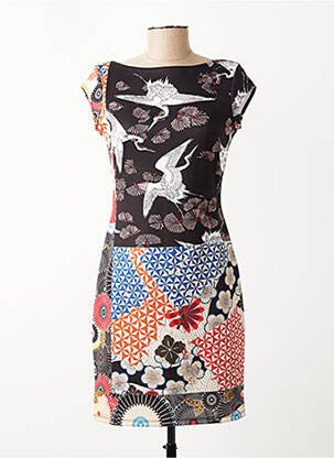 Robe courte manches courtes manches courtes noir DESIGUAL femme