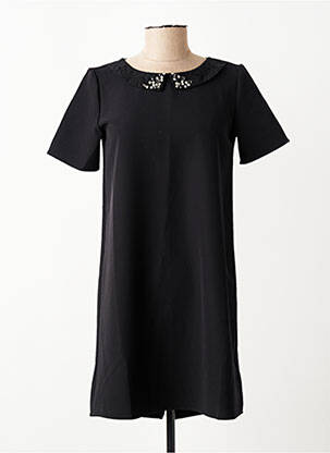 Robe courte fermeture zippée au dos manches courtes noir TEDDY SMITH femme