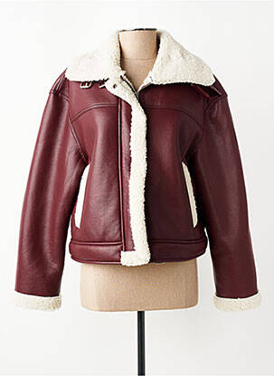 Veste simili cuir poches rouge PIECES femme