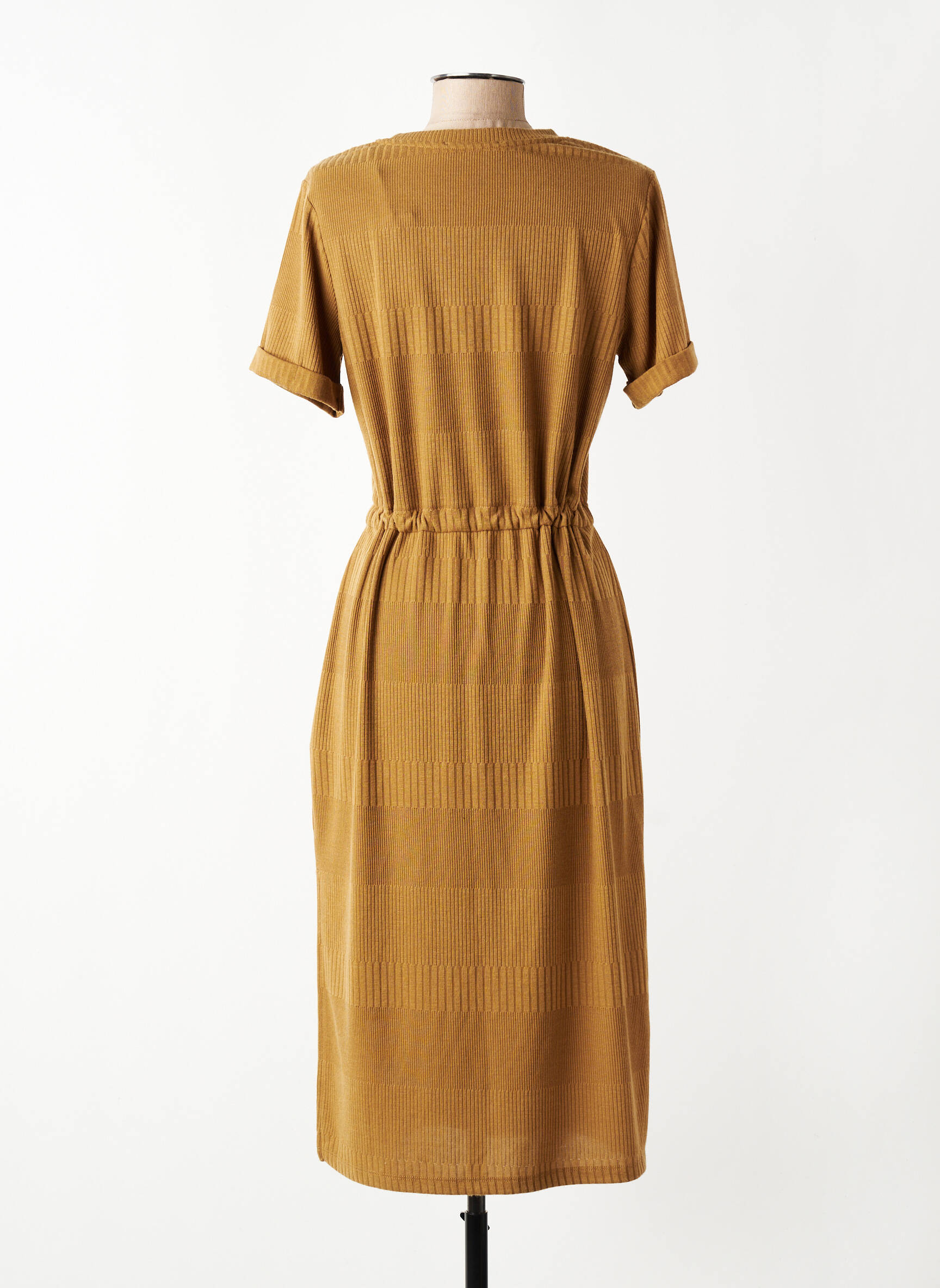 Robe mi-longue manches courtes manches courtes marron TEDDY SMITH femme