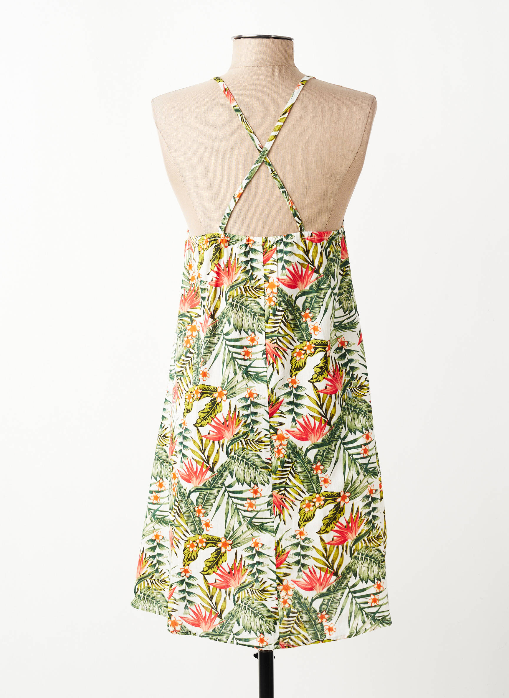Robe mi-longue col rond fines bretelles vert HAPPY & SO femme