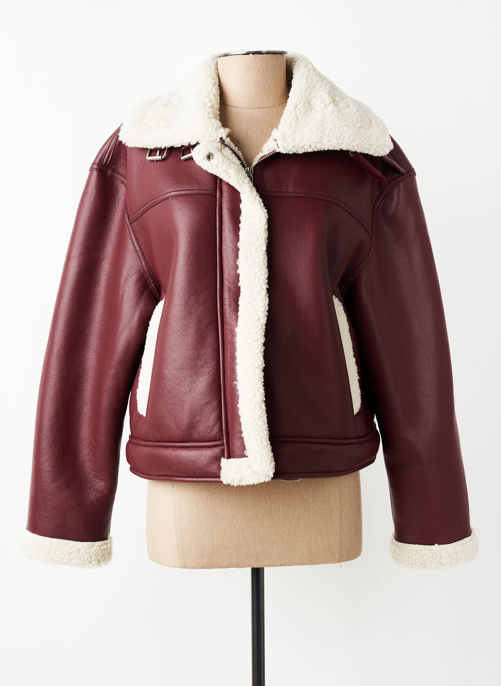 Veste simili cuir poches rouge PIECES femme