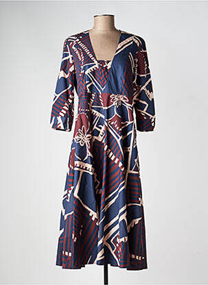 Robe mi-longue manches 3/4 manches 3/4 bleu MANILA GRACE femme