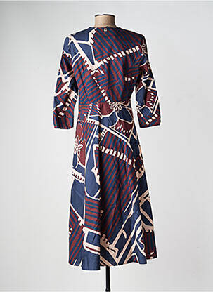 Robe mi-longue manches 3/4 manches 3/4 bleu MANILA GRACE femme