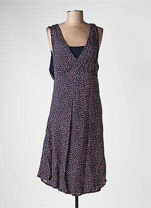 Robe mi-longue imprimé fantaisie sans manche bleu LA FEE MARABOUTEE femme