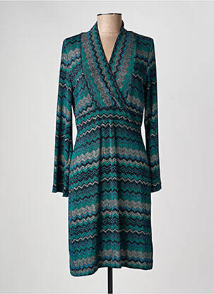 Robe mi-longue manches longues manches longues vert NATHALIE CHAIZE femme