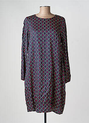 Robe mi-longue coupe fluide manches longues bleu LA FEE MARABOUTEE femme