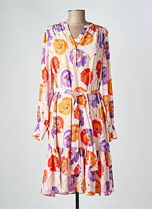 Robe mi-longue coupe fluide manches longues orange MARC CAIN femme