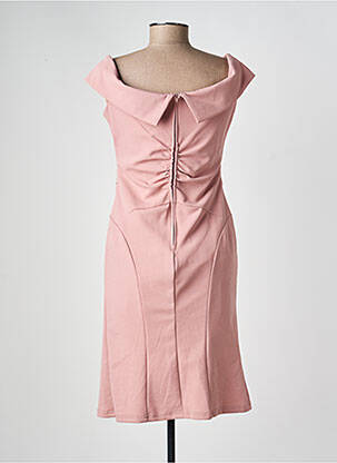 Robe mi-longue tissage crêpe manches courtes rose NINA LOO femme