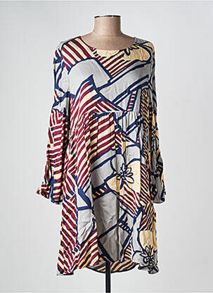 Robe courte coupe évasée manches longues bleu MANILA GRACE femme