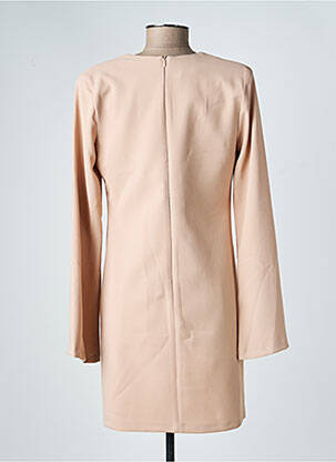 Robe courte fermeture zippée au dos manches longues beige ACCESS FASHION femme