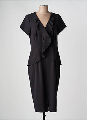 Robe mi-longue tissage crêpe manches courtes noir JOSEPH RIBKOFF femme