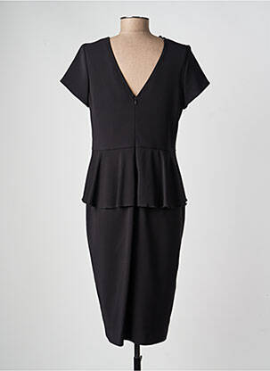 Robe mi-longue tissage crêpe manches courtes noir JOSEPH RIBKOFF femme