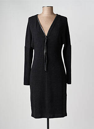 Robe mi-longue manches longues manches longues noir FRANK LYMAN femme