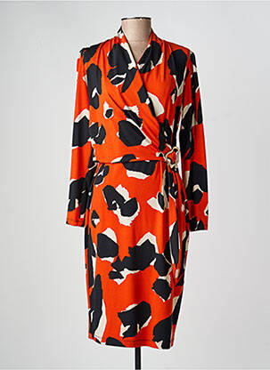 Robe mi-longue manches longues manches longues orange JOSEPH RIBKOFF femme
