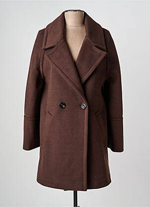 Robe mi-longue manches longues manches longues marron NATHALIE CHAIZE femme