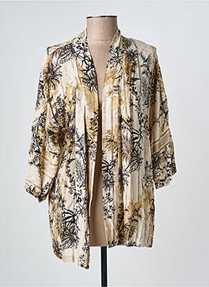 Veste kimono col v beige LAUREN VIDAL femme