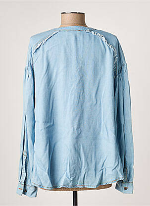 Blouse tissage popeline manches longues bleu EVA KAYAN femme