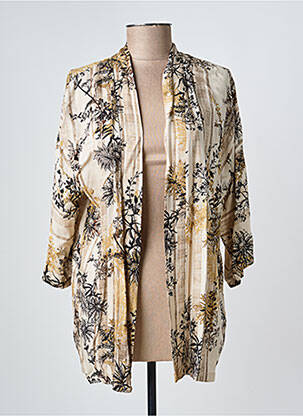Veste kimono col v beige LAUREN VIDAL femme