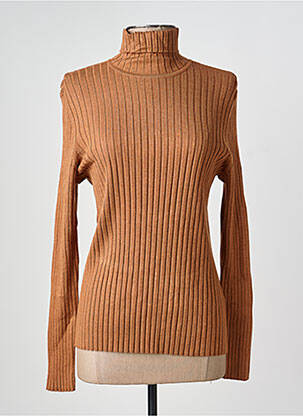 Pull col roulé tissage côtelé manches longues marron BETTY BARCLAY femme