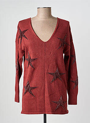 Pull coupe cintrée manches longues orange LAUREN VIDAL femme