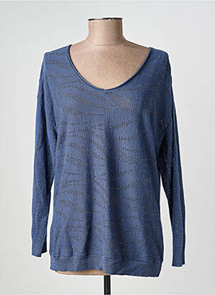 Pull col v manches longues bleu EVA KAYAN femme