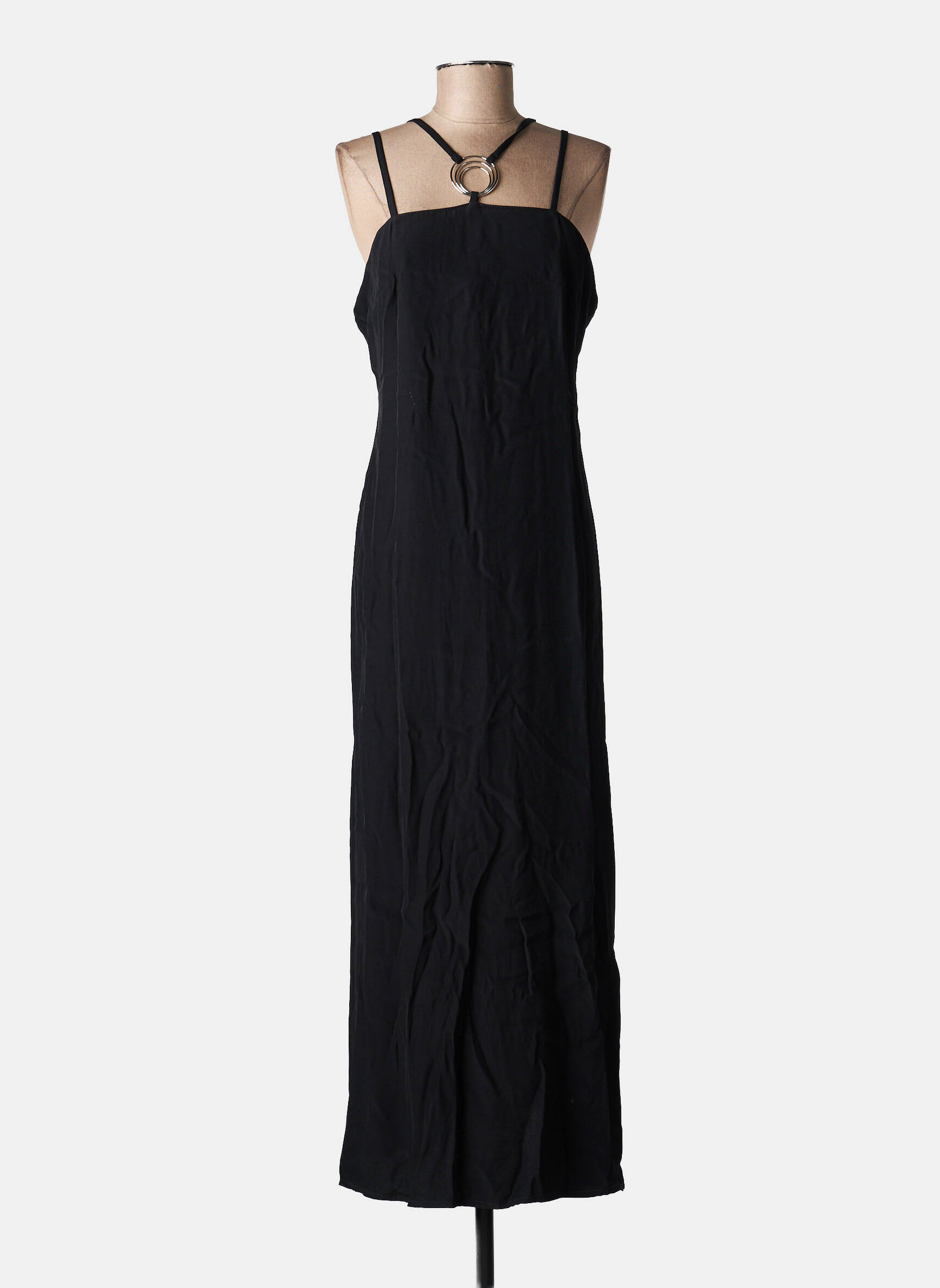 Robe longue coupe cintrée fines bretelles noir NATHALIE CHAIZE femme