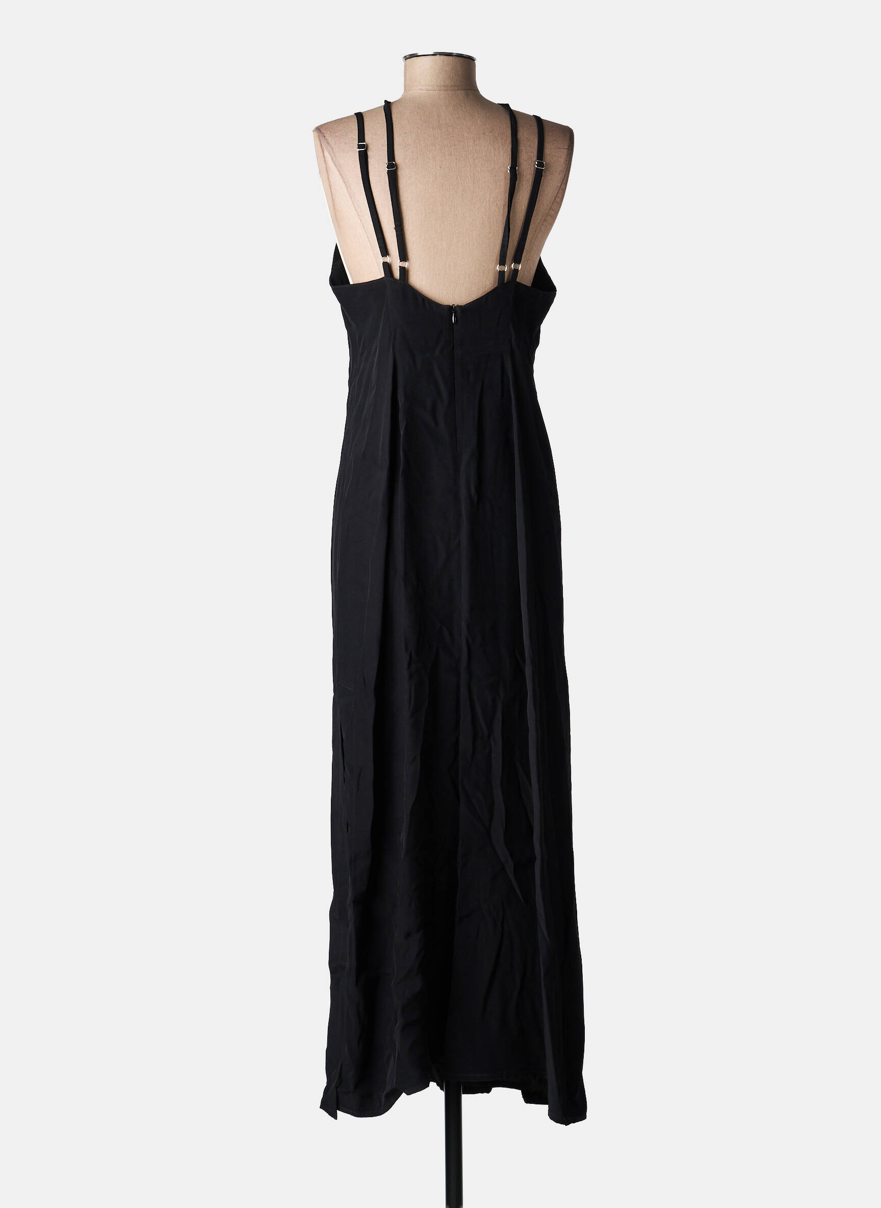 Robe longue coupe cintrée fines bretelles noir NATHALIE CHAIZE femme