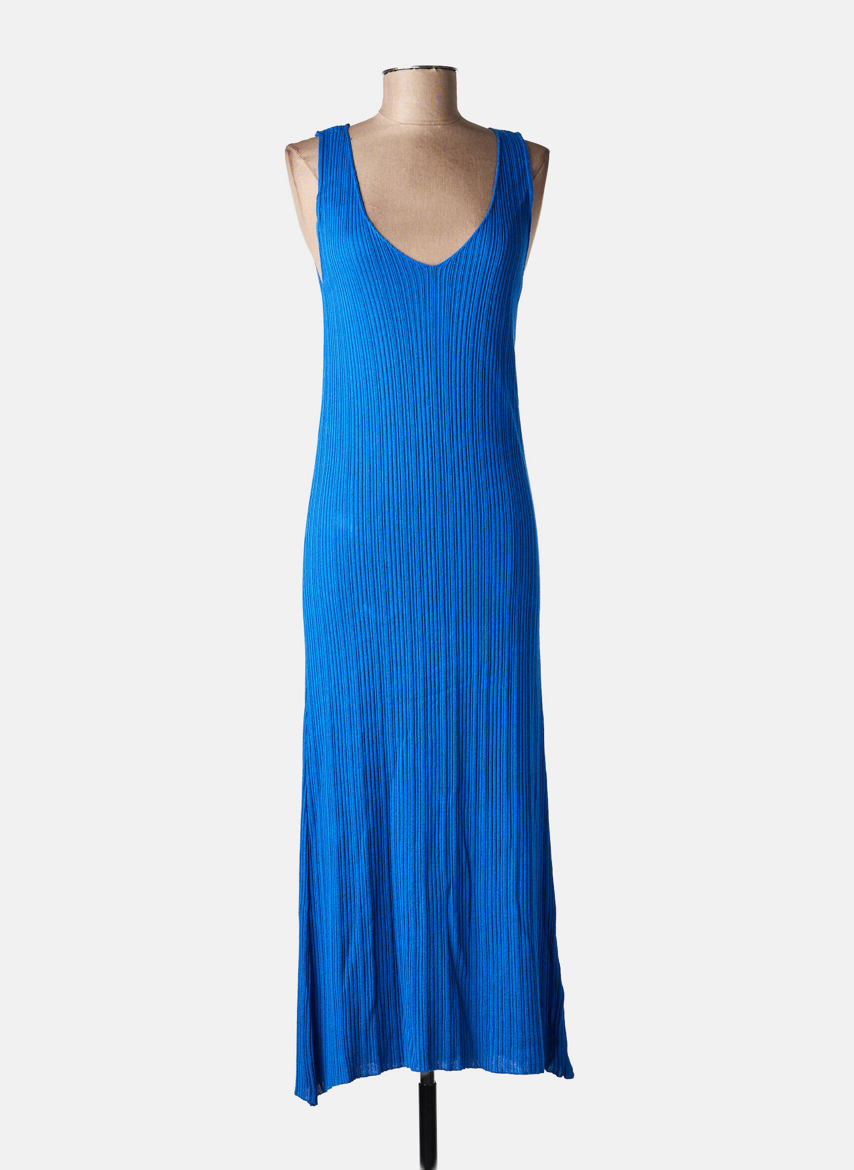Robe longue sans manche sans manche bleu LA FEE MARABOUTEE femme