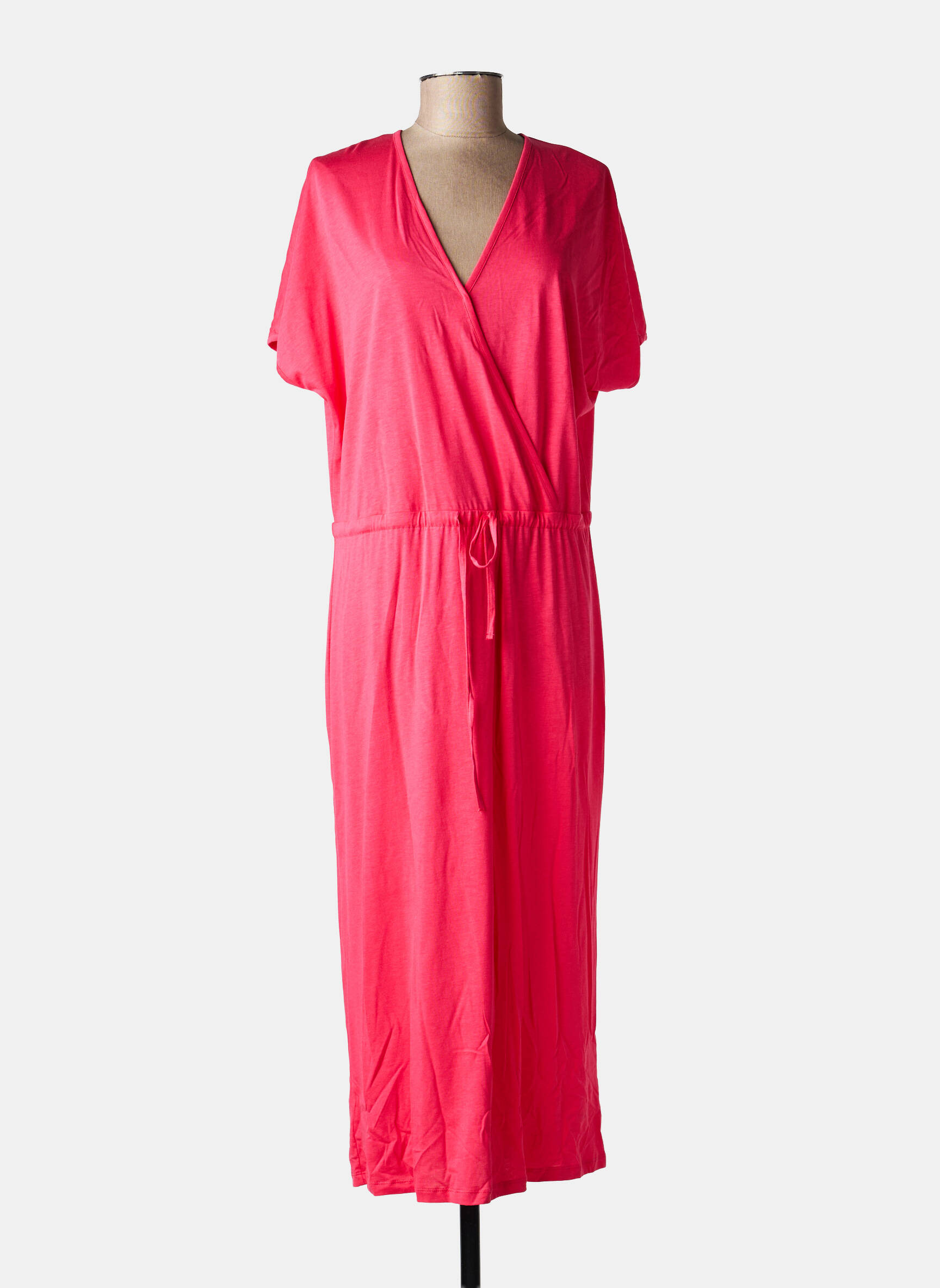 Robe longue manches courtes manches courtes rose LA FEE MARABOUTEE femme