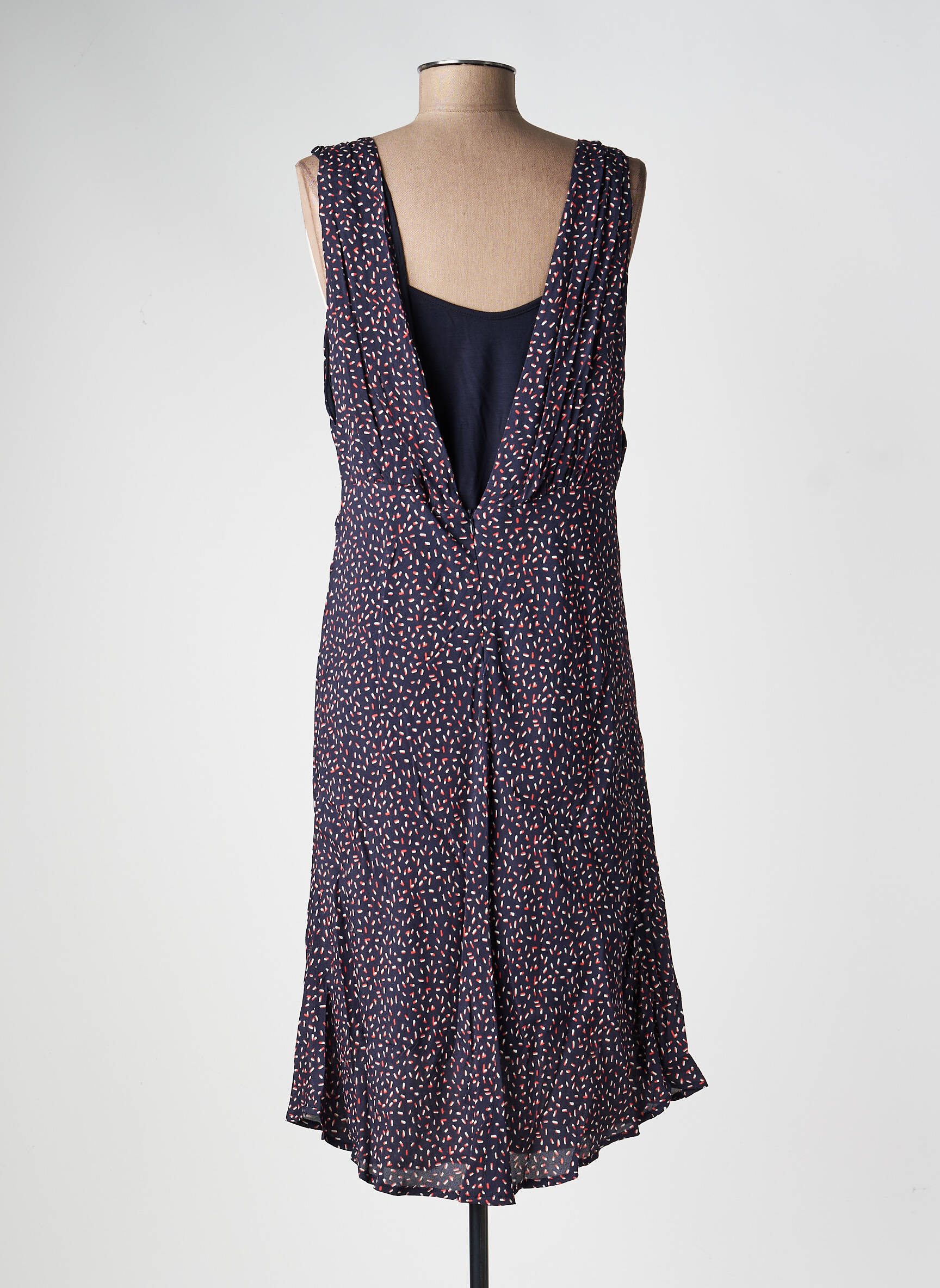 Robe mi-longue imprimé fantaisie sans manche bleu LA FEE MARABOUTEE femme